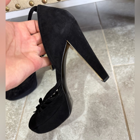 GUCCI SUEDE HEEL SHOES PEEP TOE - Picture 10 of 12